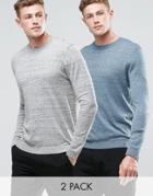 Asos Cotton Crew Neck Sweater 2 Pack - - Multi