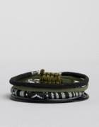 Asos Woven Bracelet Pack In Black With Khaki - Black