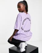 Na-kd Karma Print Oversized T-shirt In Lilac-purple