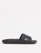 Lacoste Gold Croc Slides In Black