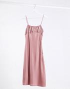 Lola May Rouched Cami Dress In Midi-pink