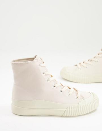 Monki Lance Cotton Canvas Sneakers In Off White
