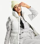 Threadbare Tall Apple Padded Vest With Borg In Off-white-brown