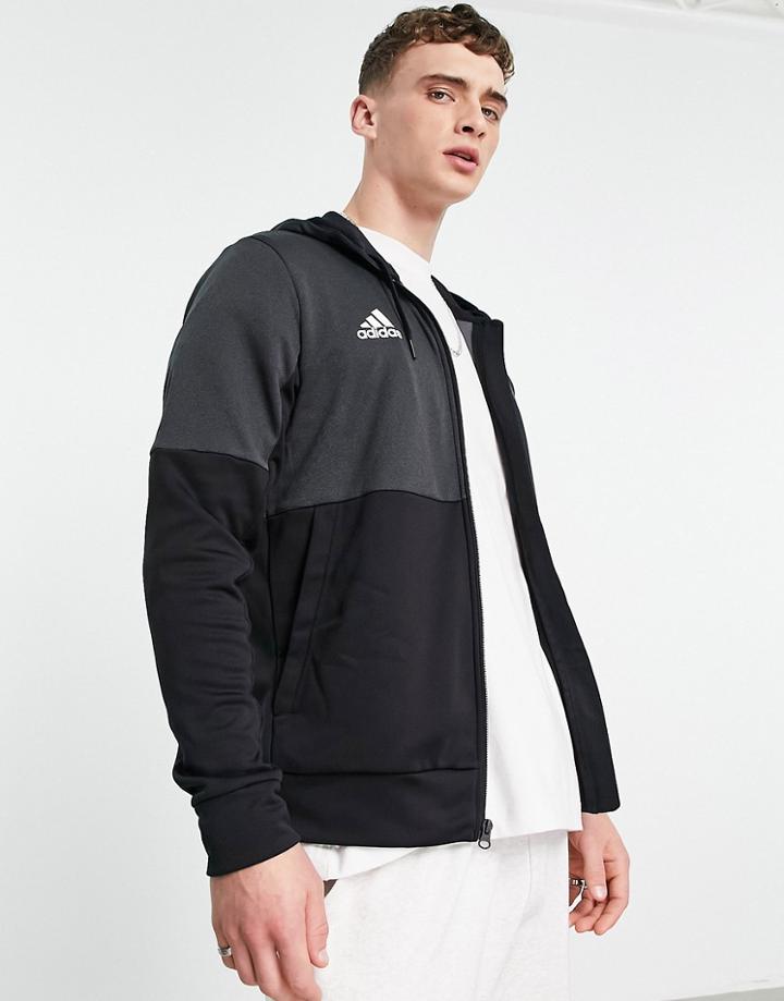 Adidas Sportswear Zip Through Jacket In Black Melange