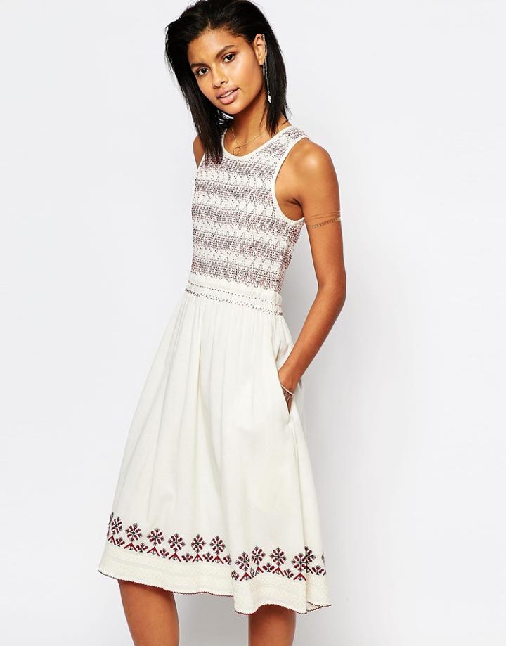 Tularosa Tamarack Embroidered Midi Dress - Ivory