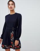 Ted Baker Siliia Kirstenbosch Embroidered Wrap Dress - Navy