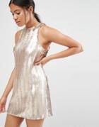 Love Sequin Shift Dress - Gold