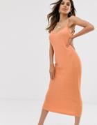 Asos Design Marl Cami Midi Dress - Pink