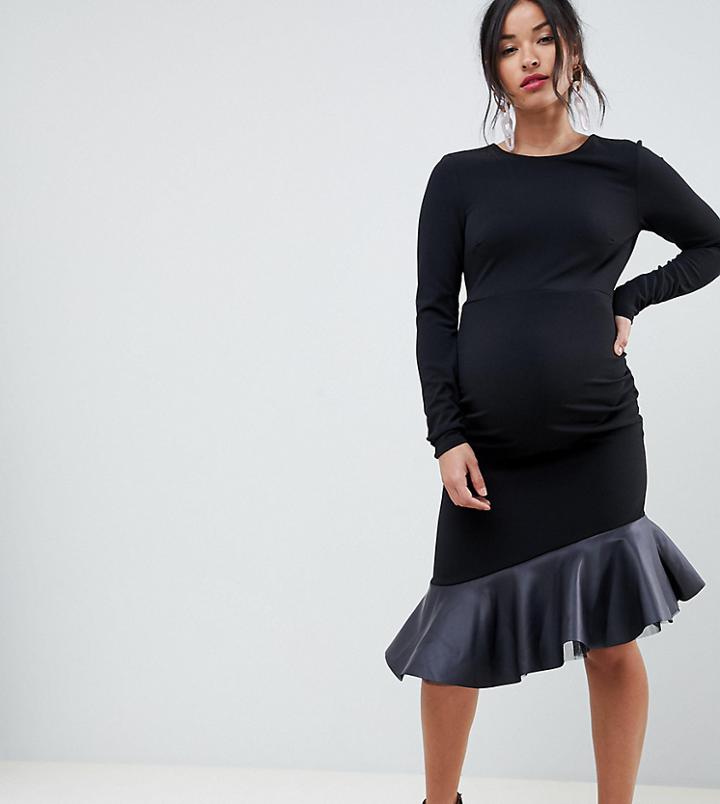 Asos Maternity Pu Pephem Mini Dress-black