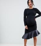 Asos Maternity Pu Pephem Mini Dress-black