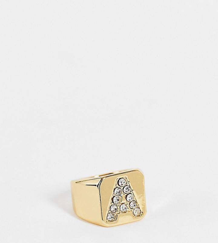 Asos Design 14k Gold Plated A Initial Ring