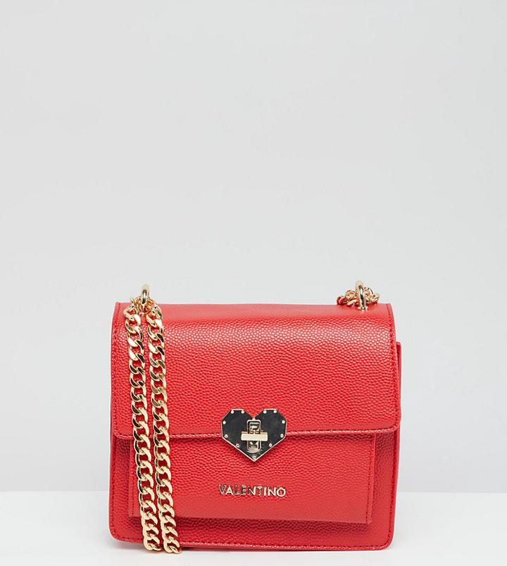 Valentino By Mario Valentino Red Heart Lock Detail Mini Cross Body Bag - Red