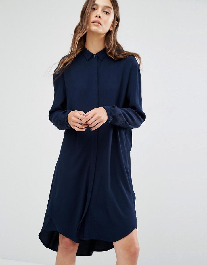 Selected Clean Shirt Dress - Navy