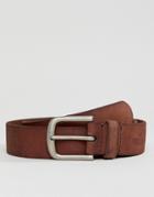 Hollister Core Leather Belt In Med Brown - Brown
