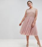 Lovedrobe Luxe Embellished Dress With Tulle Skirt - Pink