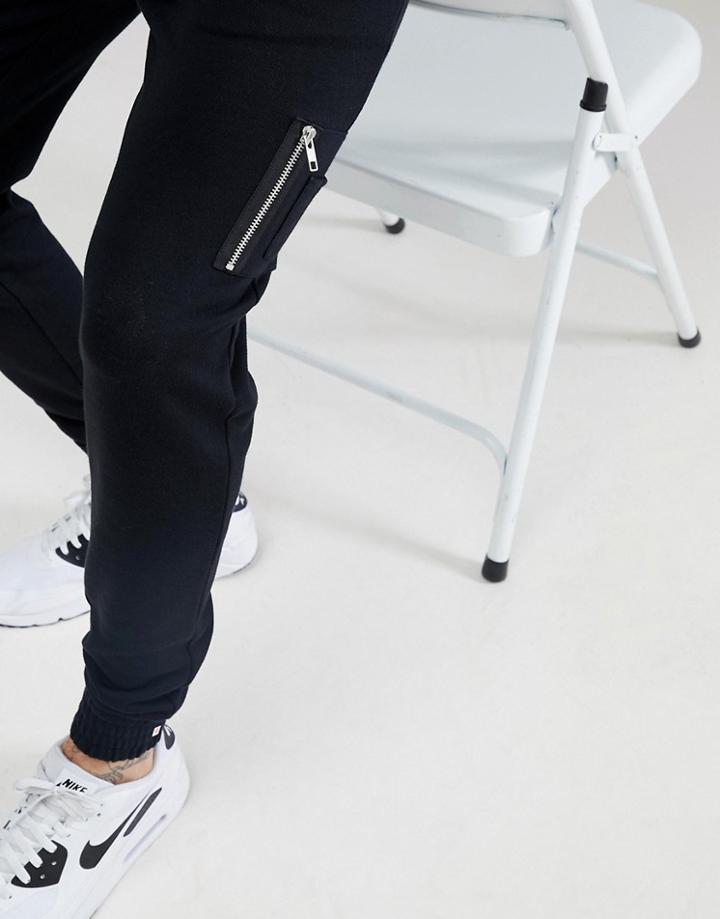 Asos Skinny Joggers With Ma1 Pocket In Black - Black