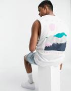 Jack & Jones Originals Oversized Tank With 90's Mountain Backprint In White