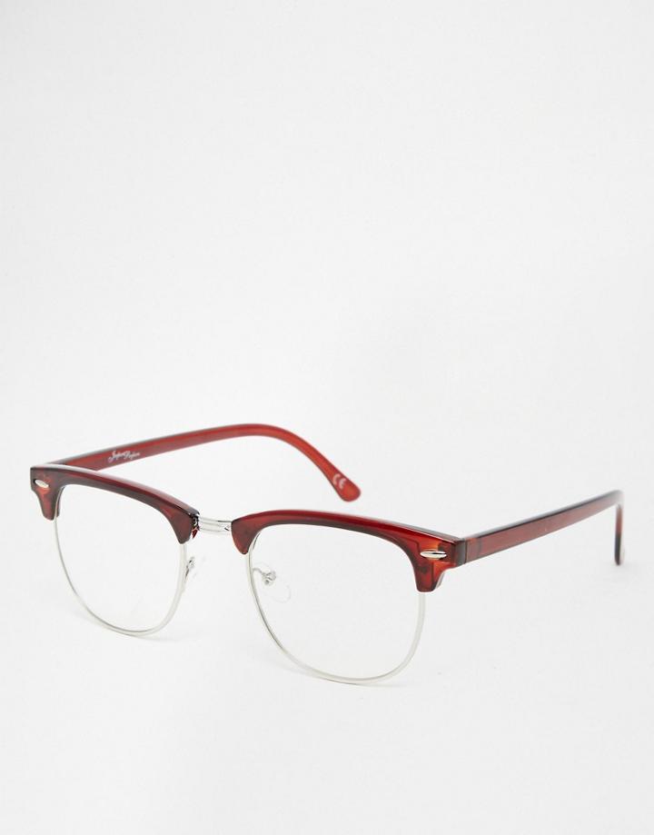 Jeepers Peepers Retro Clear Lens Glasses - Brown