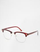 Jeepers Peepers Retro Clear Lens Glasses - Brown