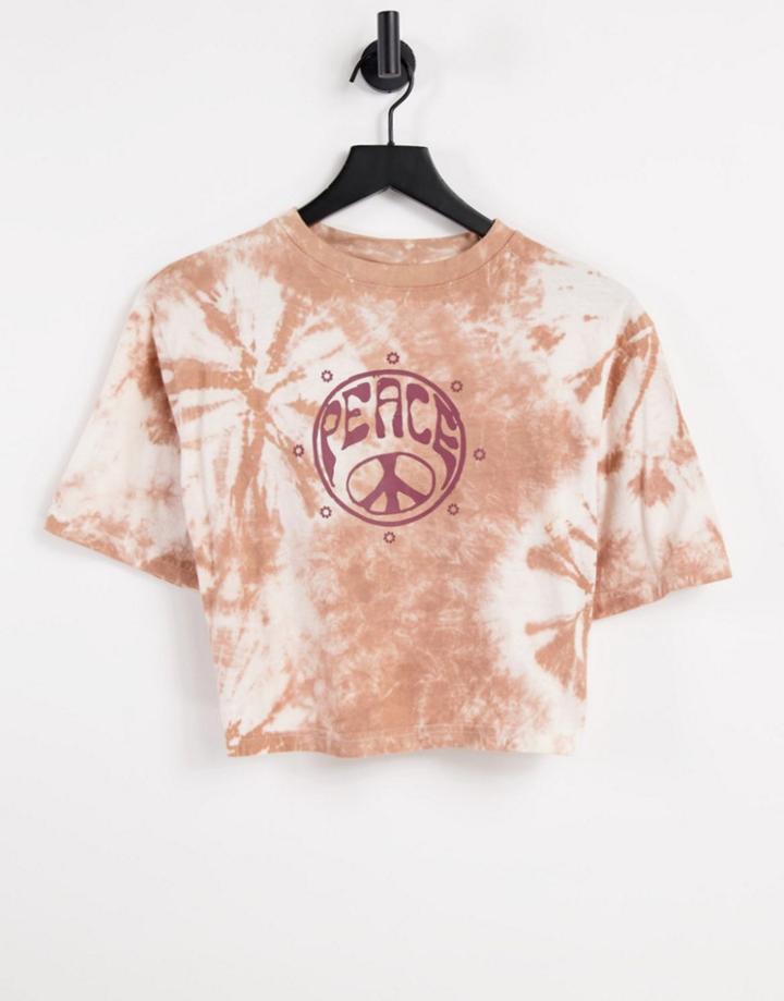 Violet Romance Tie-dye Peace Print T-shirt-orange