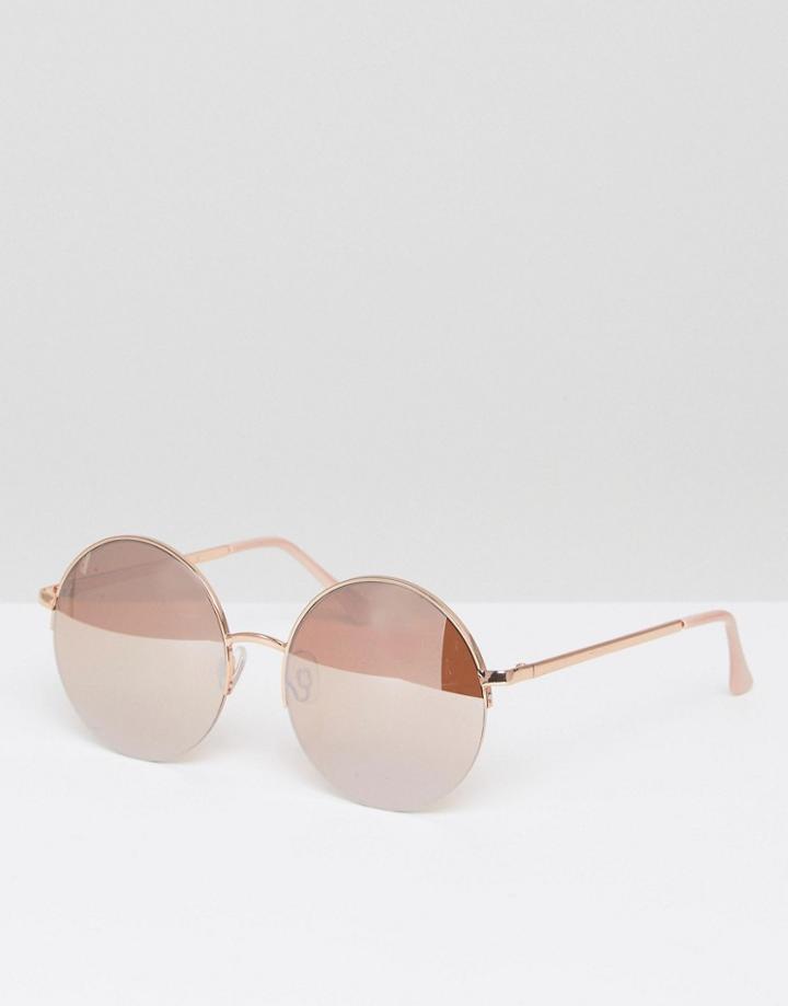 New Look Rose Gold Round Sunglasses - Black