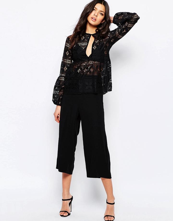 Y.a.s Mila Culottes With Pleat Detail - Black