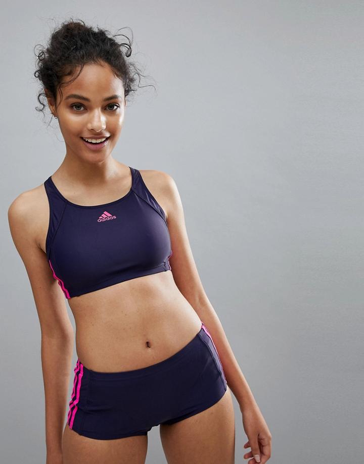 Adidas Three Stripe Bikini In Blue - Multi
