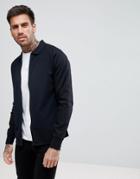 Fred Perry Raglan Zip Shirt In Black - Black