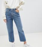 Asos Design Petite Recycled Florence Authentic Straight Leg Jeans In Mid Vintage Blue