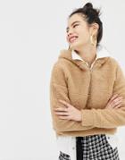 Daisy Street Oversized Hoodie In Borg - Beige