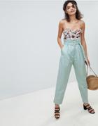 Mango High Waist Peg Leg Trouser In Blue - Blue