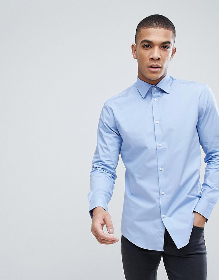 Esprit Slim Fit Cotton Poplin Shirt In Light Blue - Blue