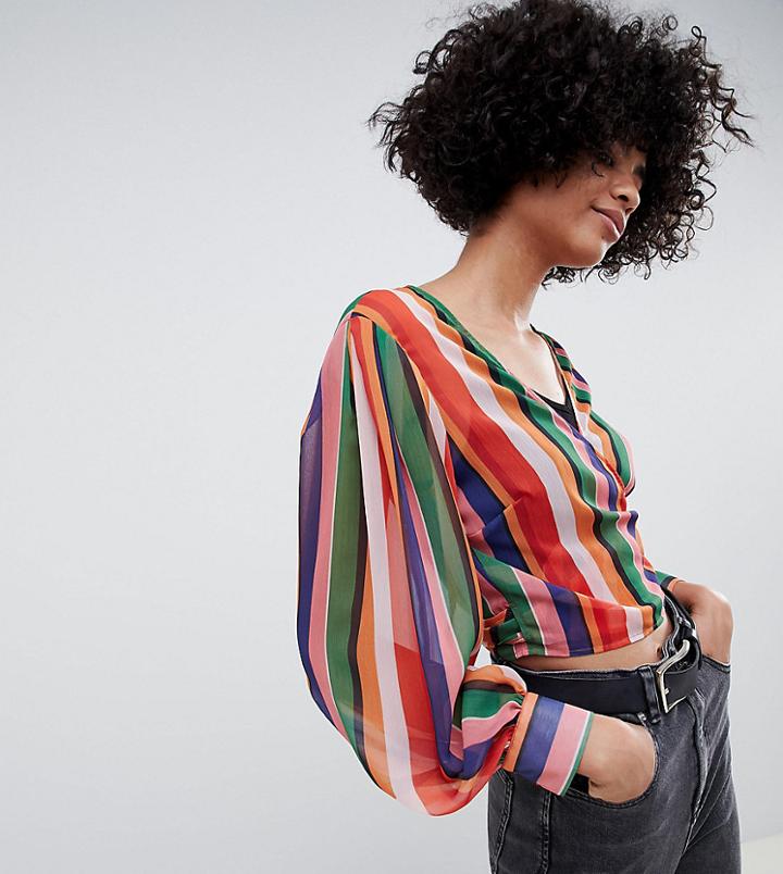 Reclaimed Vintage Inspired Wrap Blouse In Stripe - Multi