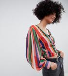 Reclaimed Vintage Inspired Wrap Blouse In Stripe - Multi