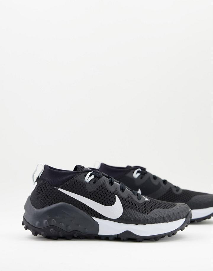 Nike Running Trail Wild Horse 7 Sneakers In Black/pure Platinum