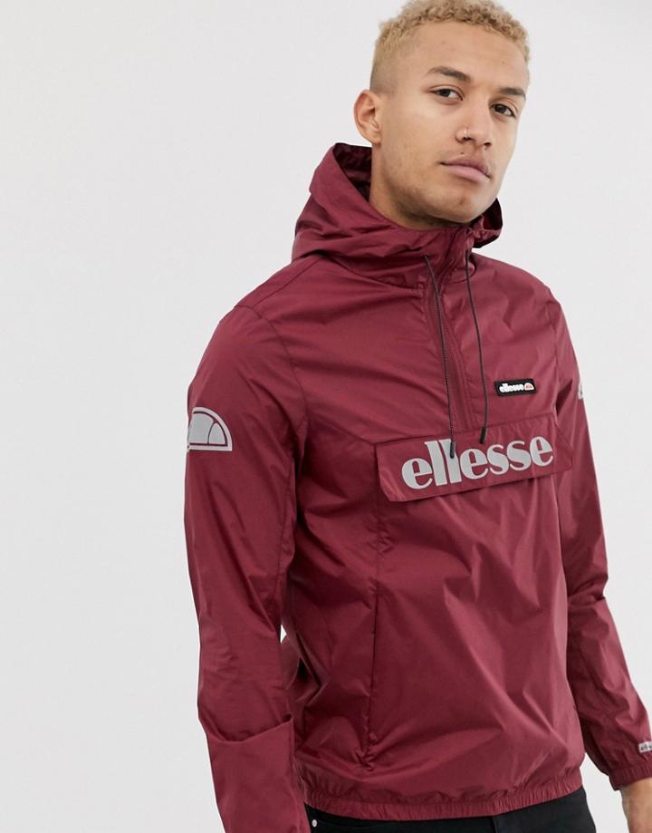 Ellesse Berto 2 Half Zip Jacket With Reflective Detail In Burgundy-red