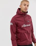 Ellesse Berto 2 Half Zip Jacket With Reflective Detail In Burgundy-red