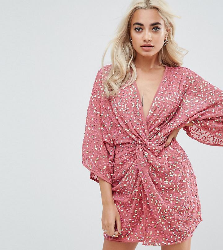 Asos Petite Sequin Kimono Mini Dress - Multi