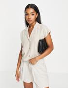 Jdy Linen Short Sleeve Shirt In Beige - Part Of A Set-neutral