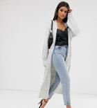 Asos Design Tall Maxi Cardigan In Fluffy Yarn-gray