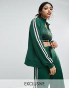 Bones Tracksuit Top With Contrast Side Stripe - Green