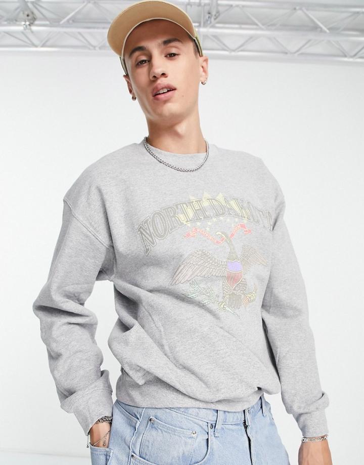 Vintage Supply North Dakota Collegiate Sweatshirt In Gray