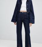 Weekday Limited Collection Mom Jeans With Front Seam And Slit Hem With Organic Cotton - Blue