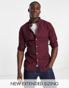 Asos Design Skinny Oxford Shirt In Oxblood-red