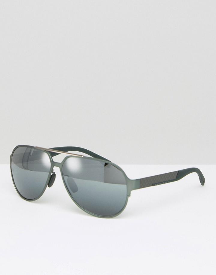 Hugo Boss Aviator Sunglasses In Gunmetal - Silver
