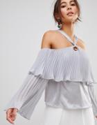Coast Reneta Tiered Ruffle Top - Silver
