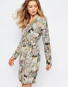 First & I Wrap Front Kimono Dress - Multi Print