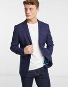 Selected Homme Suit Jacket In Navy Plaid