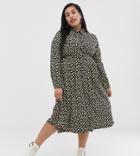 Glamorous Curve Midi Shirt Dress With Pleated Skirt In Buttercup Floral