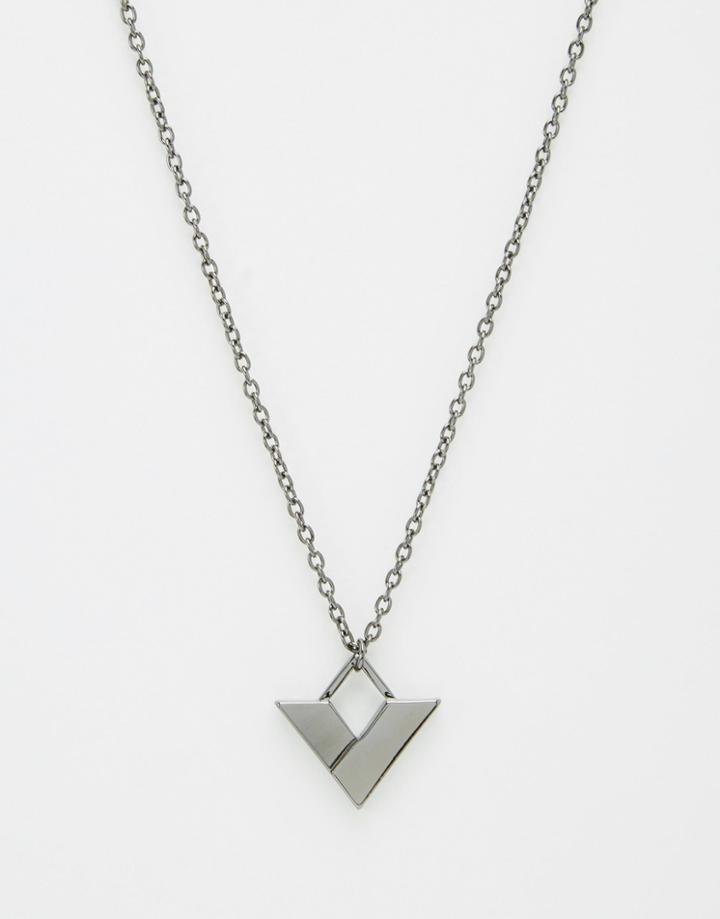 Asos Geometric Necklace In Gunmetal - Gunmetal